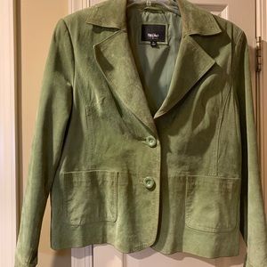 Green Suede.  Waist length jacket